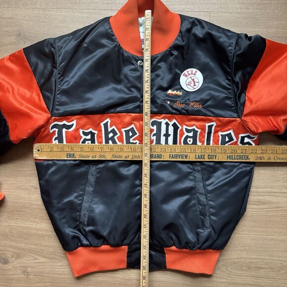 RARE Vintage 90s Speedline Lake Wales Bomber Jacket Size M Gothic Font Spellout - Picture 8 of 9